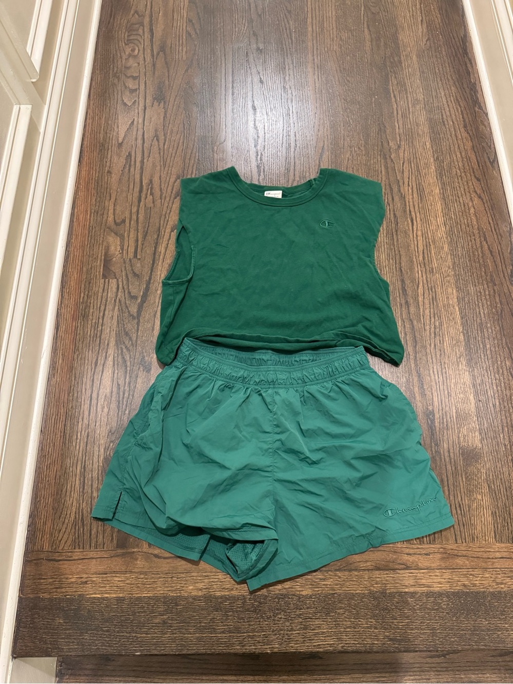 Champion Green Athletic Shorts and Crop Tank Set